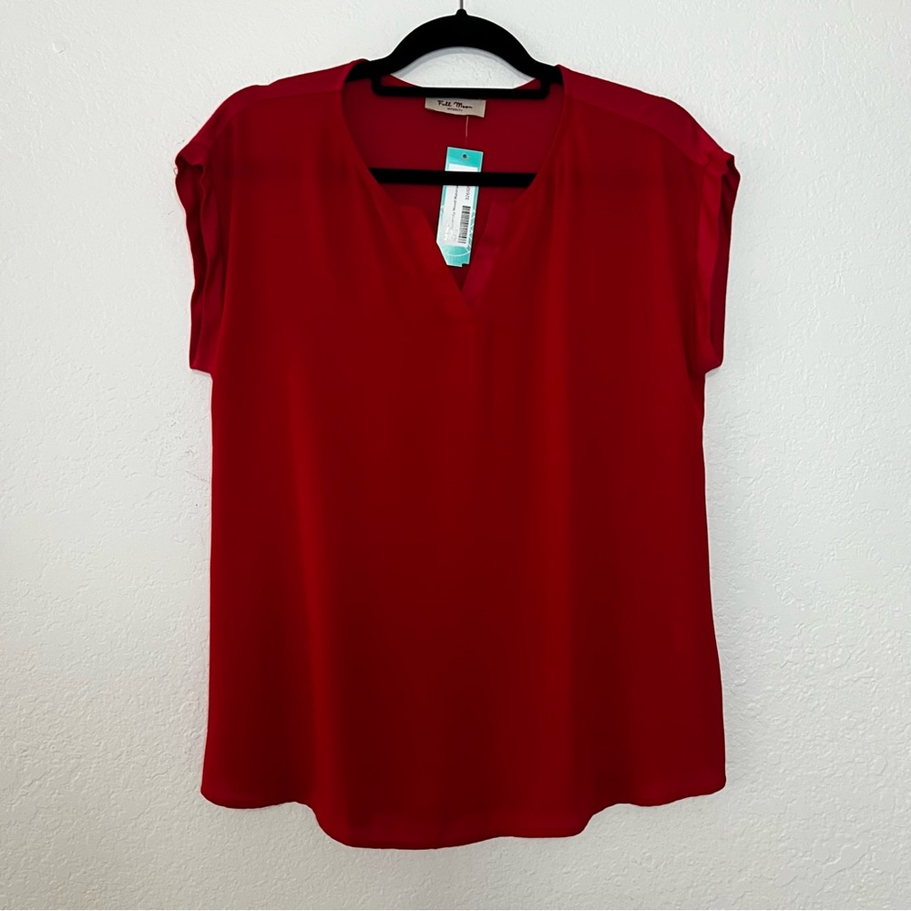 Full Moon Maternity‎ Stitch Fix Red V Neck Sleeveless Blouse Women’s Size Small